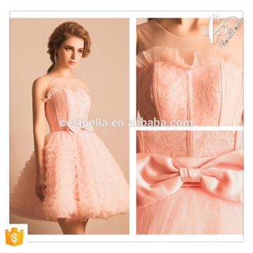 Pink Short Mini Tutu Dress with Lovely Bow New Year Christmas Party Dress Lady Host Dress Short Pink Bridesmaid Dress